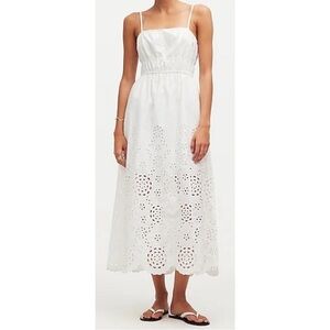 Madewell Women's White Embroidered Tank Midi Dress Size XS Summer
